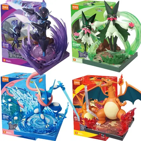 BLOKEES Originale POKEMON Ceruledge Charizard Snorlax Scyther Lucario Greninja Meowscarada Building Blocks Action Figure Giocattolo Regalo