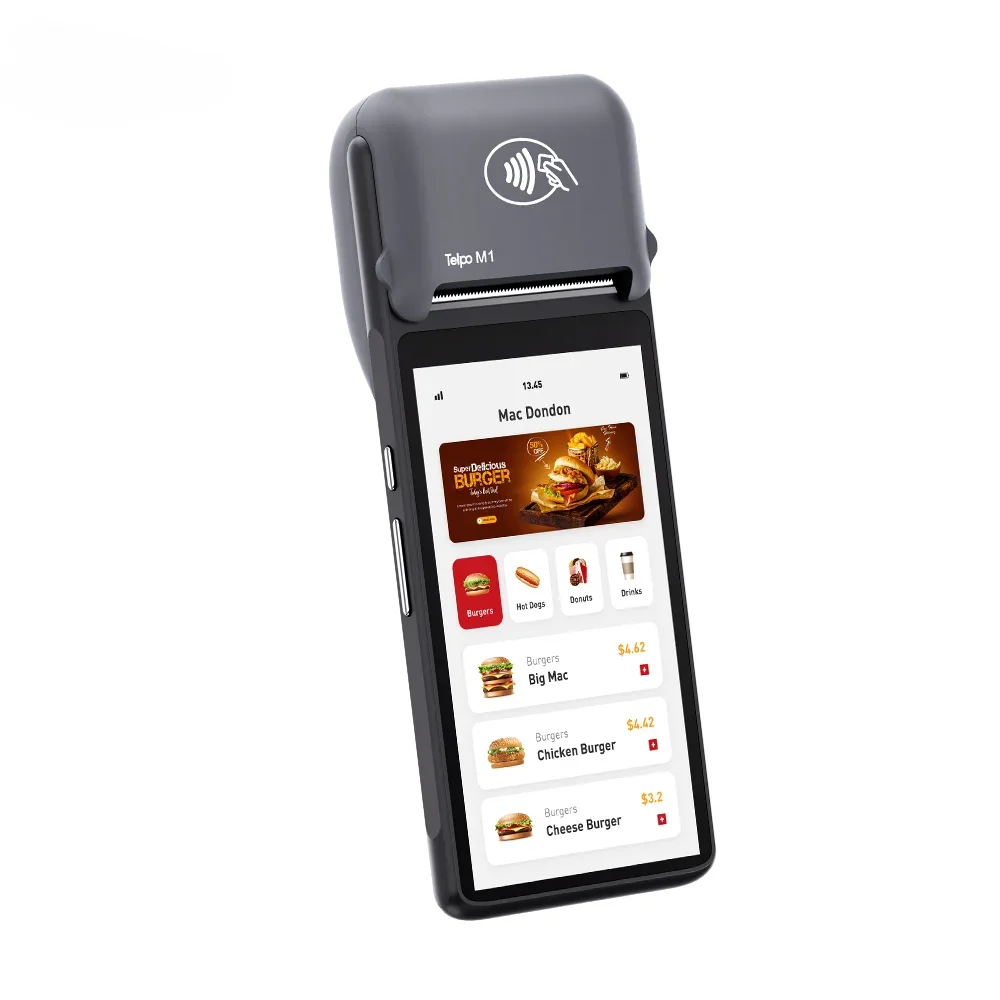 Android 12 Handheld Smart POS M1 with inbuilt printer and NFC