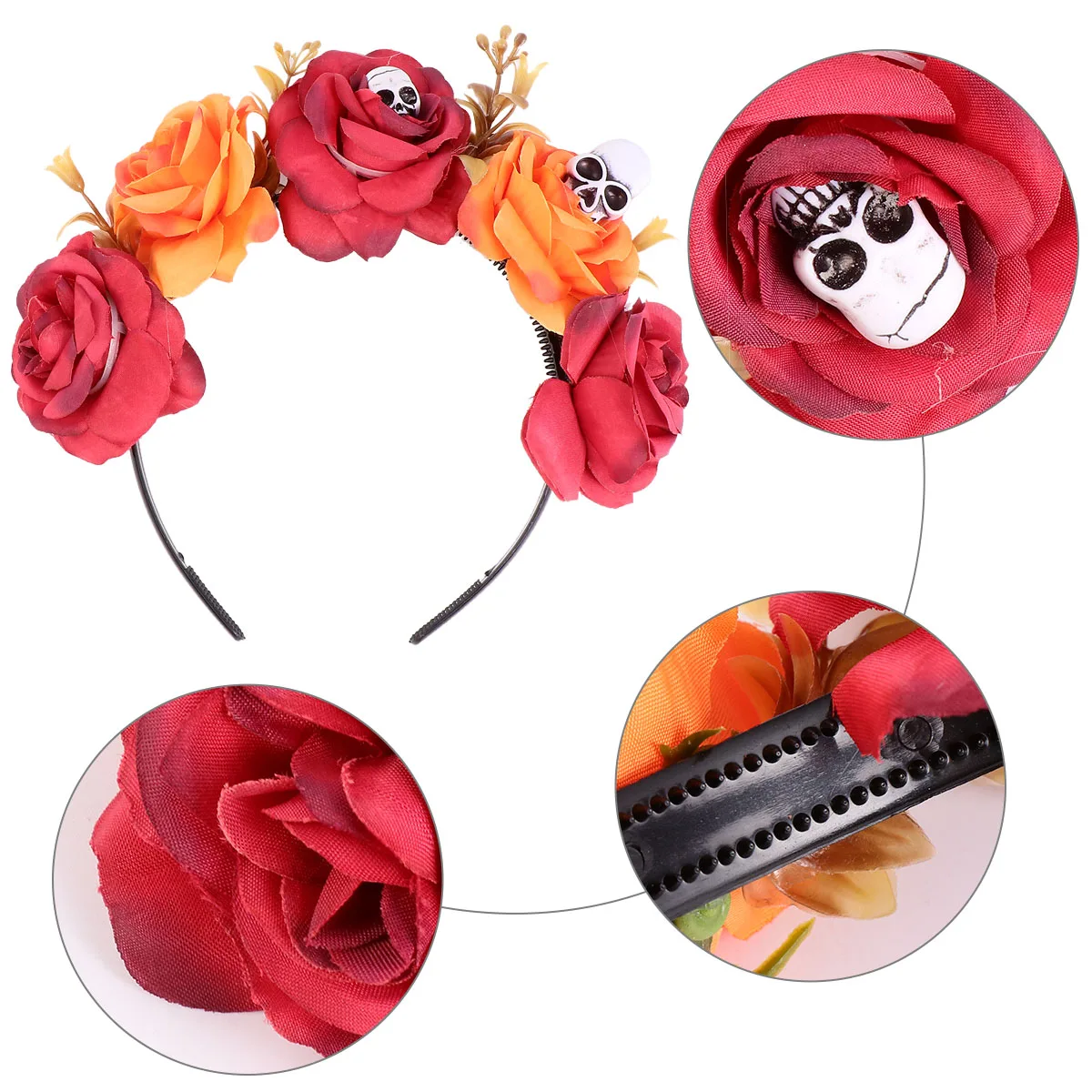 

Artificial Rose Halloween Headband Skull Decor Party Photo Props Cosplay Costume Ball Accessories Hair Band Hoops One Size Fits