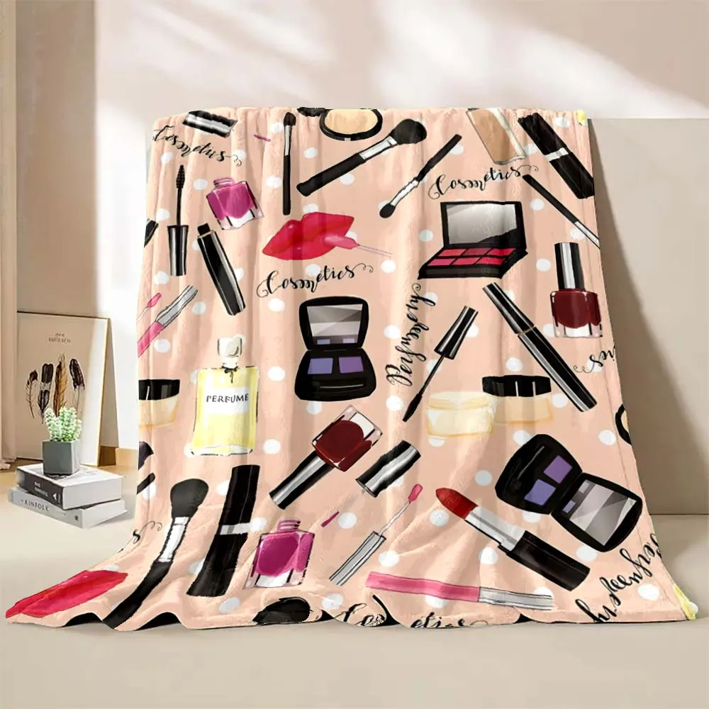 6 Sizes Makeups Eyelashes Lipstick Printed Blanket Warm Soft and Comfortable Home Travel Blanket Sofa Bedding Cover Blanket Gift