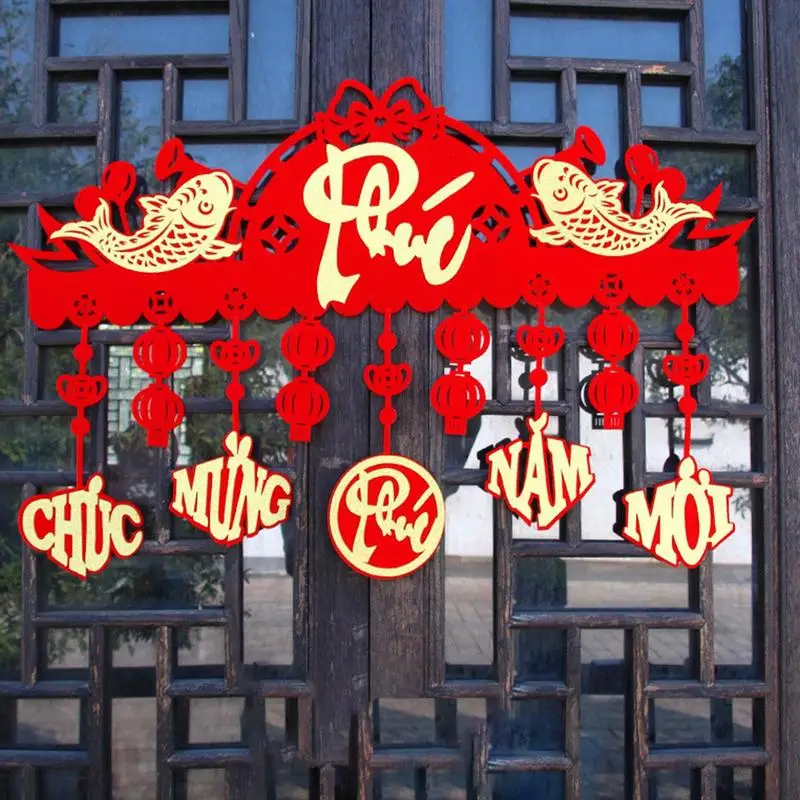 Spring Festival Couplets Hollow Process Vietnamese Couplets With Tassel Front Door Couplet Ornaments New Year Porch Home Decor