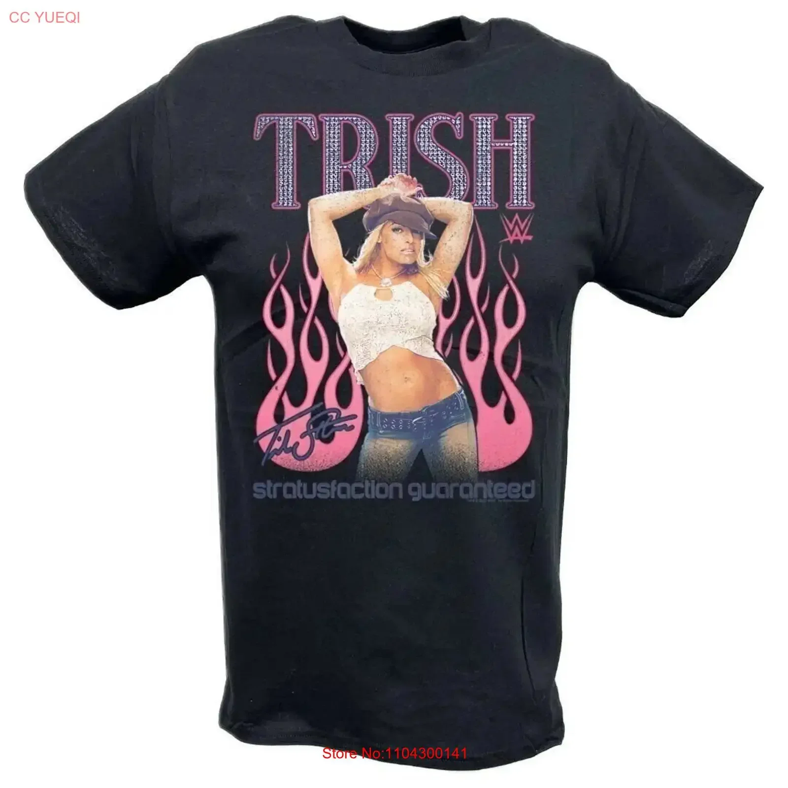Camiseta negra vintage Trish Stratus Stratusfaction Guaranteed, lavada, transpirable, elástica, elegante, a la moda, informal y suave para hombre