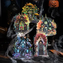 10 pcs/bag PET Stickers Gothic Style Castles of Helia Witch Halloween Elements DIY Decorative Handbook Scrapbook Materials