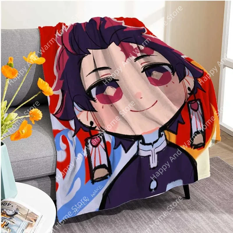 

Devil's Blade Anime Home Decor Demon Slayer Kimetsu No Yaiba Tanjirou Hudie Double Plush Lamb Down Blanket Bedding Sofa Cover