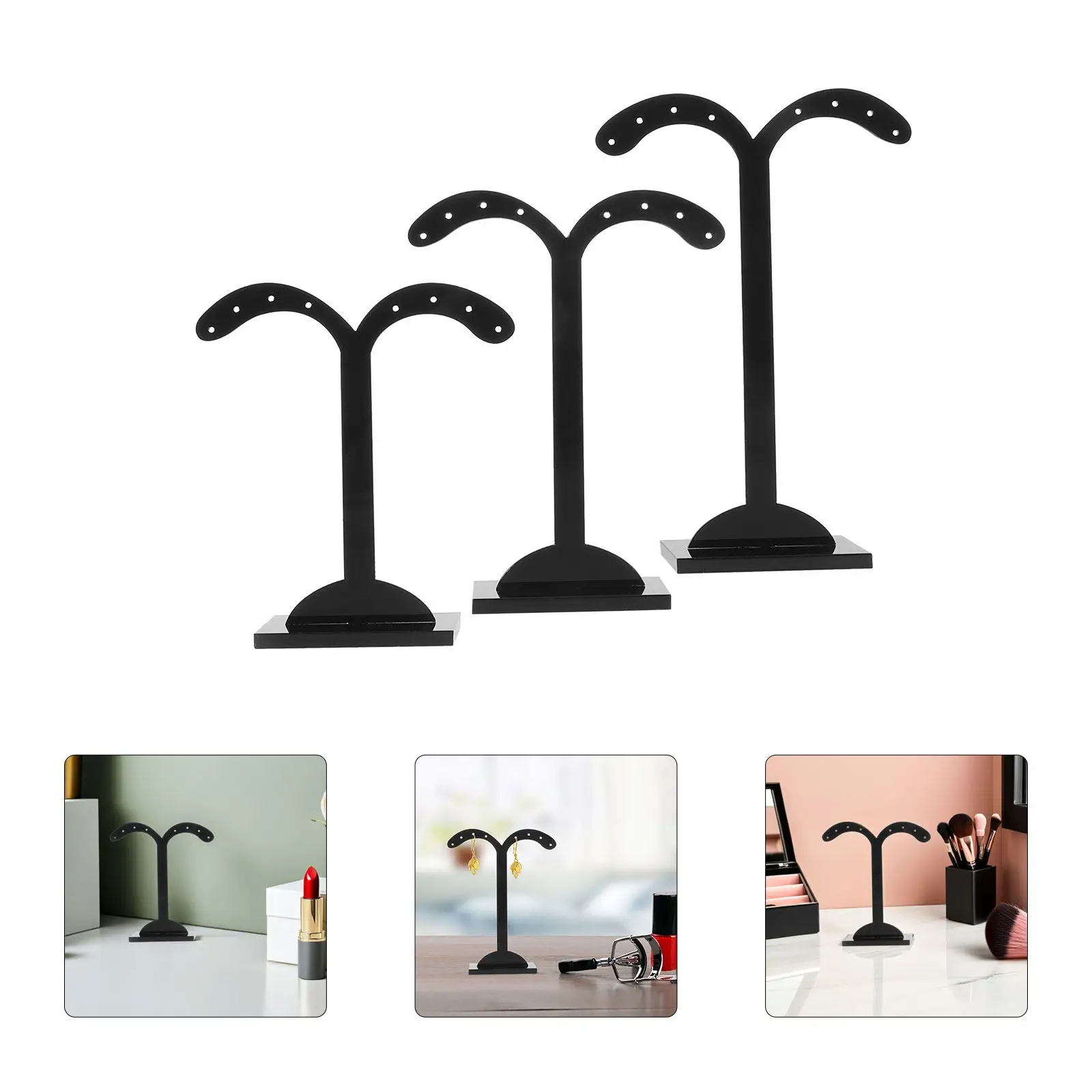 3Pcs Acrylic Earring Display Stand Portable Lightweight Easy Maintenance Full Visibility Rack for Selling Earrings At Home Shop