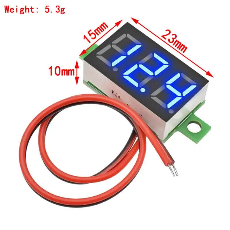 DC 4,7–32 V 3-stelliges Display Voltmeter Rot/Blau/Grün/Weiß 0,36 Zoll Mini LED Digital Panel Volt Voltmeter Spannungsmesser Tester