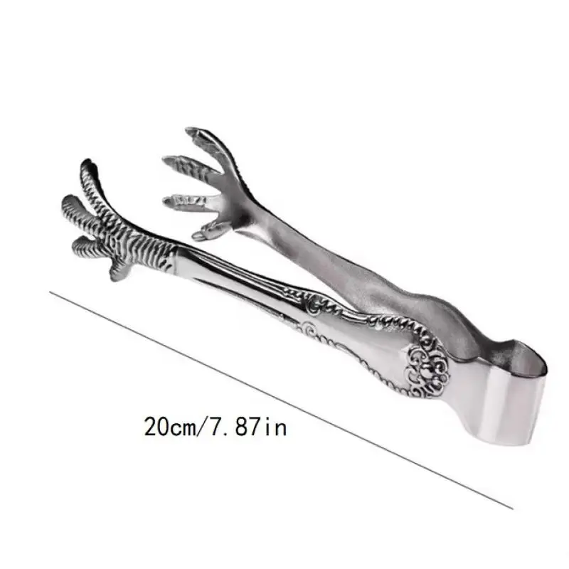 الفولاذ المقاوم للصدأ تخدم تونغ مخلب أقدام الدجاج شكل ملقط ل دلو الثلج مضحك ملقط السكر المطبخ الغذاء الإفطار الشواء كليب #6