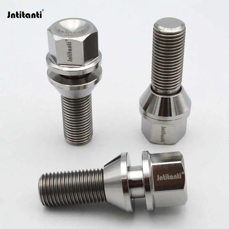 Jntitanti 19HEX Floating washer Gr.5 Titanium 60 degree cone seat wheel Bolts M14 *1.5*32mm for Volvo