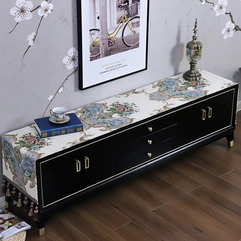 

European TV Cabinet Cover Cloth Tassel Tablecloth Table Runner Household TV Ark Dustproof Cover Dresser