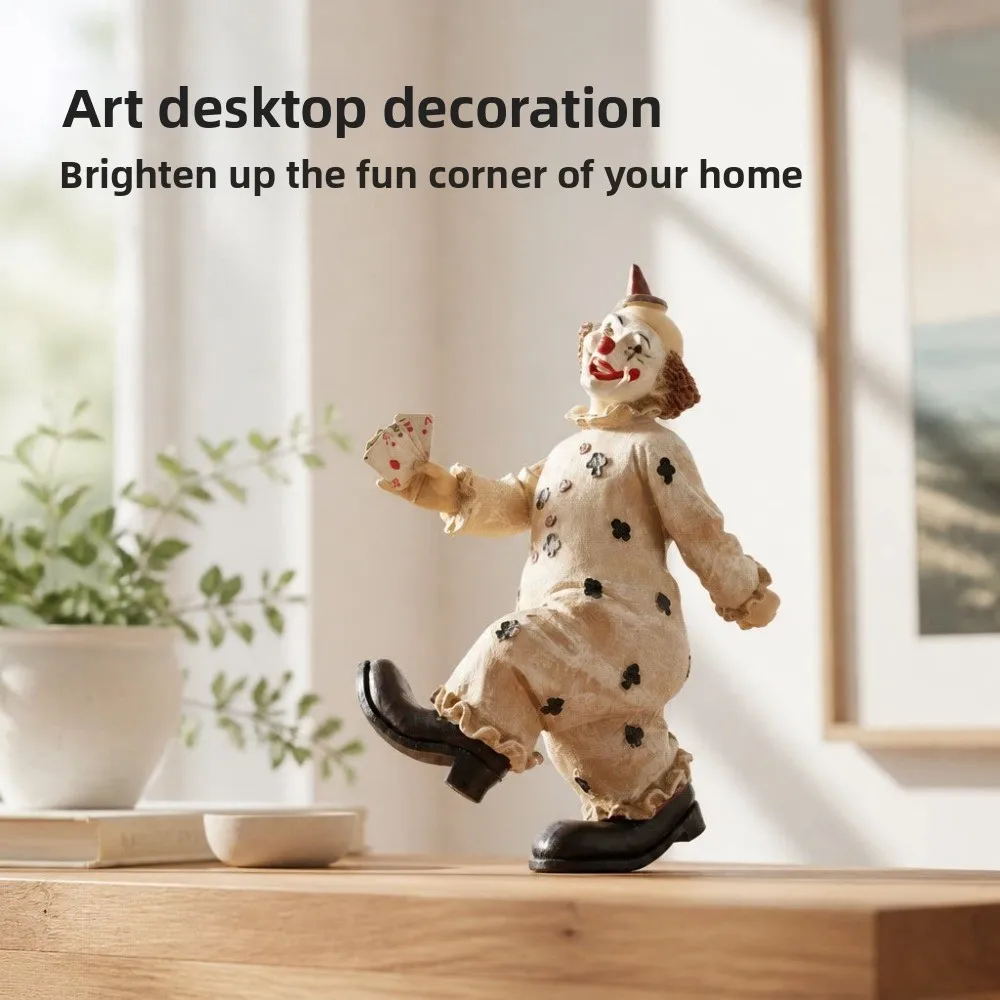 Vintage Circus Clown Resin Statue 3 Styles Clown Figurine Creative Desktop Ornament Home Living Room Tabletop Decor Craft Gift