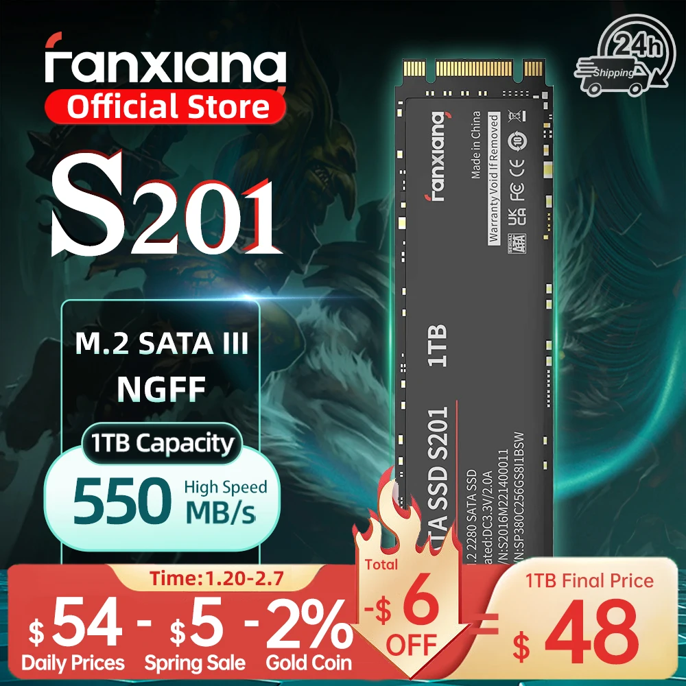 Fanxiang S201 550MB/s M.2 SATA SSD 1TB 512GB 256GB M2 SATAIII NGFF TLC Hard Disk Internal Solid State Drive For Desktop Laptops