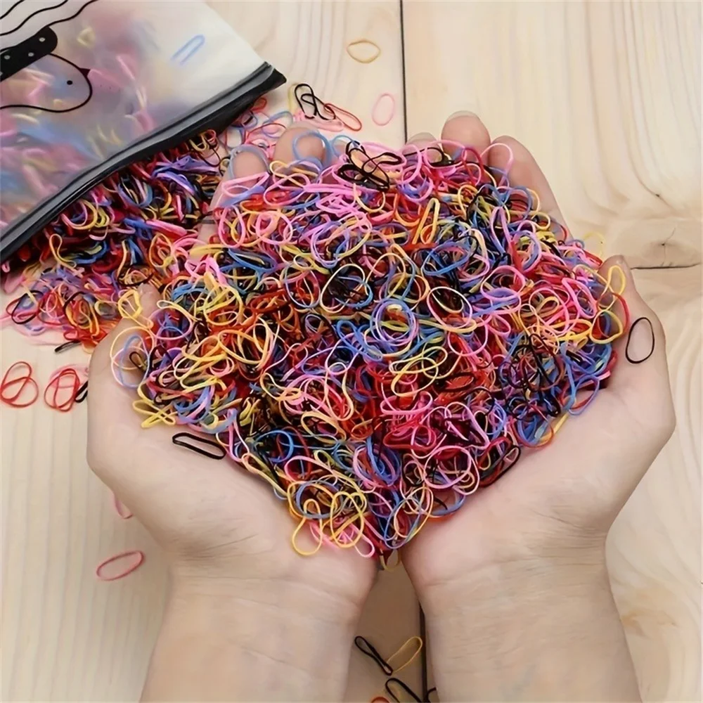 1000/2000pcs High Elasticity Mini Hair Scrunchies - Set of Small Rubber Bands for Easy Hairstyling image 4