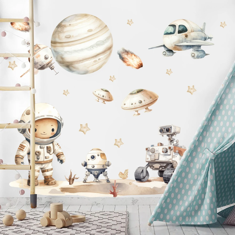 Large Space Astronauts Planet Rockets Wall Sticker Decal Playroom Bedroom Children Kids Room Home Decor