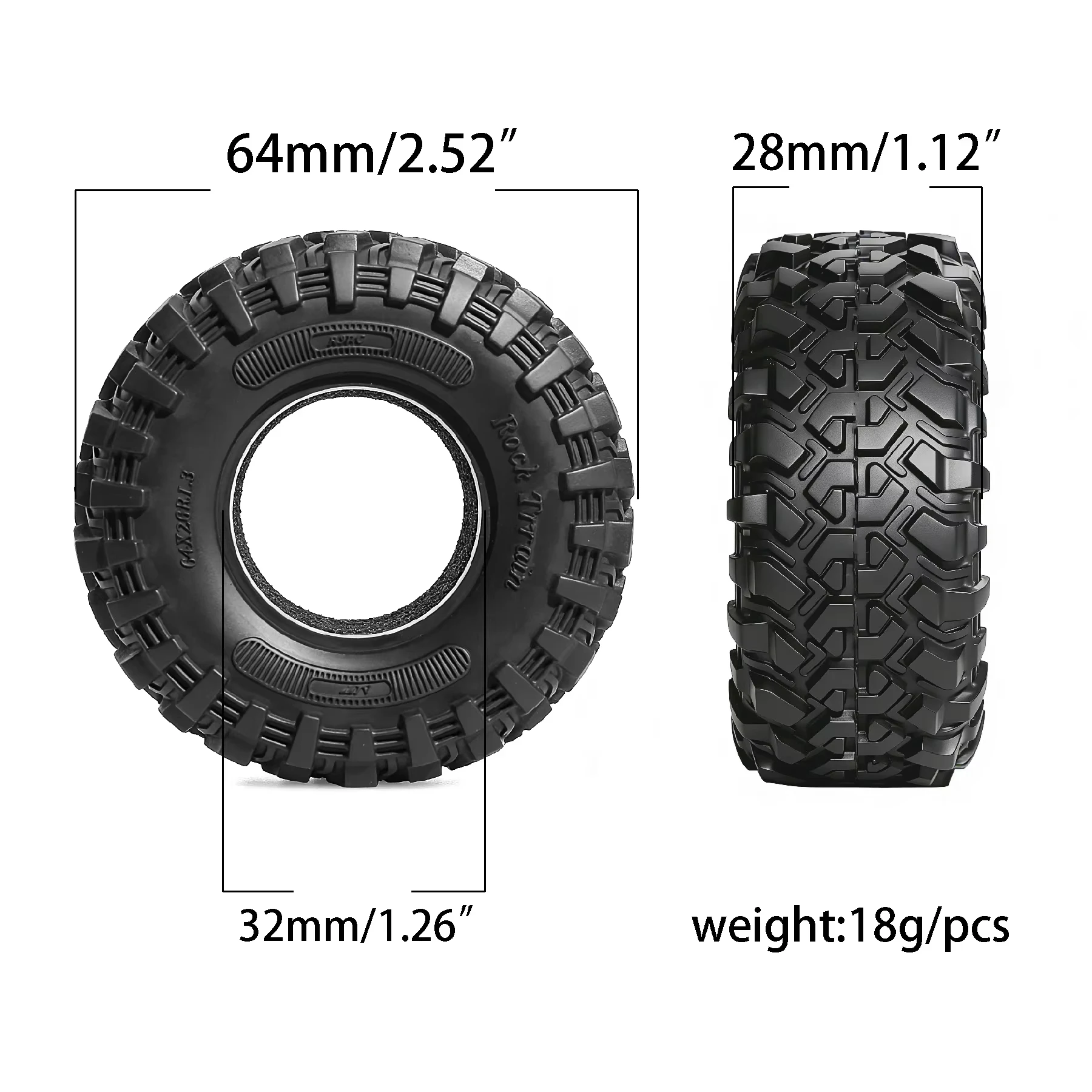 4Pcs 1.3in Soft Sticky Rubber Crawler Tires for 1/18 1/24 TRX4M SCX24 Off-Road Vehicle Tyres
