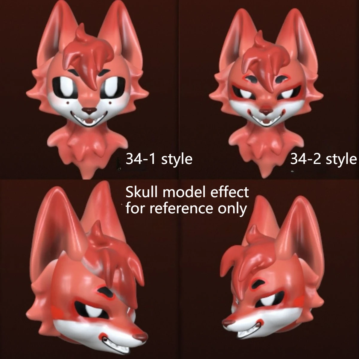 

Kigurumi Original PLA3d Print Japanese Animal Suit Skull Cute Handsome Fury Medium Long Kiss Skull Beast Accessories and Props