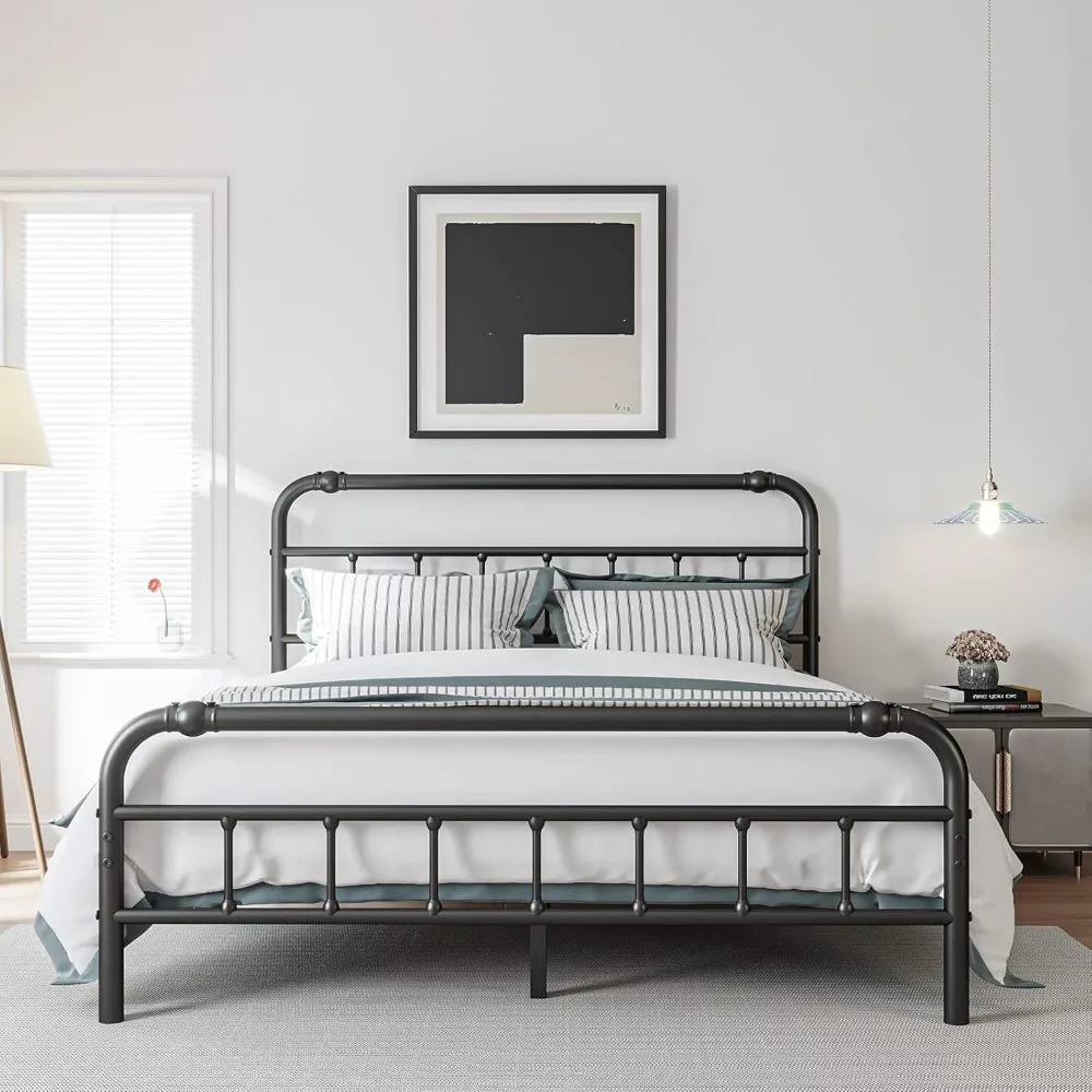 

Queen Size Bed Frame with Headboard and Footboard, 18 Inches High, 3500 Pounds Heavy Duty Metal Slats Support for Mattress, No B