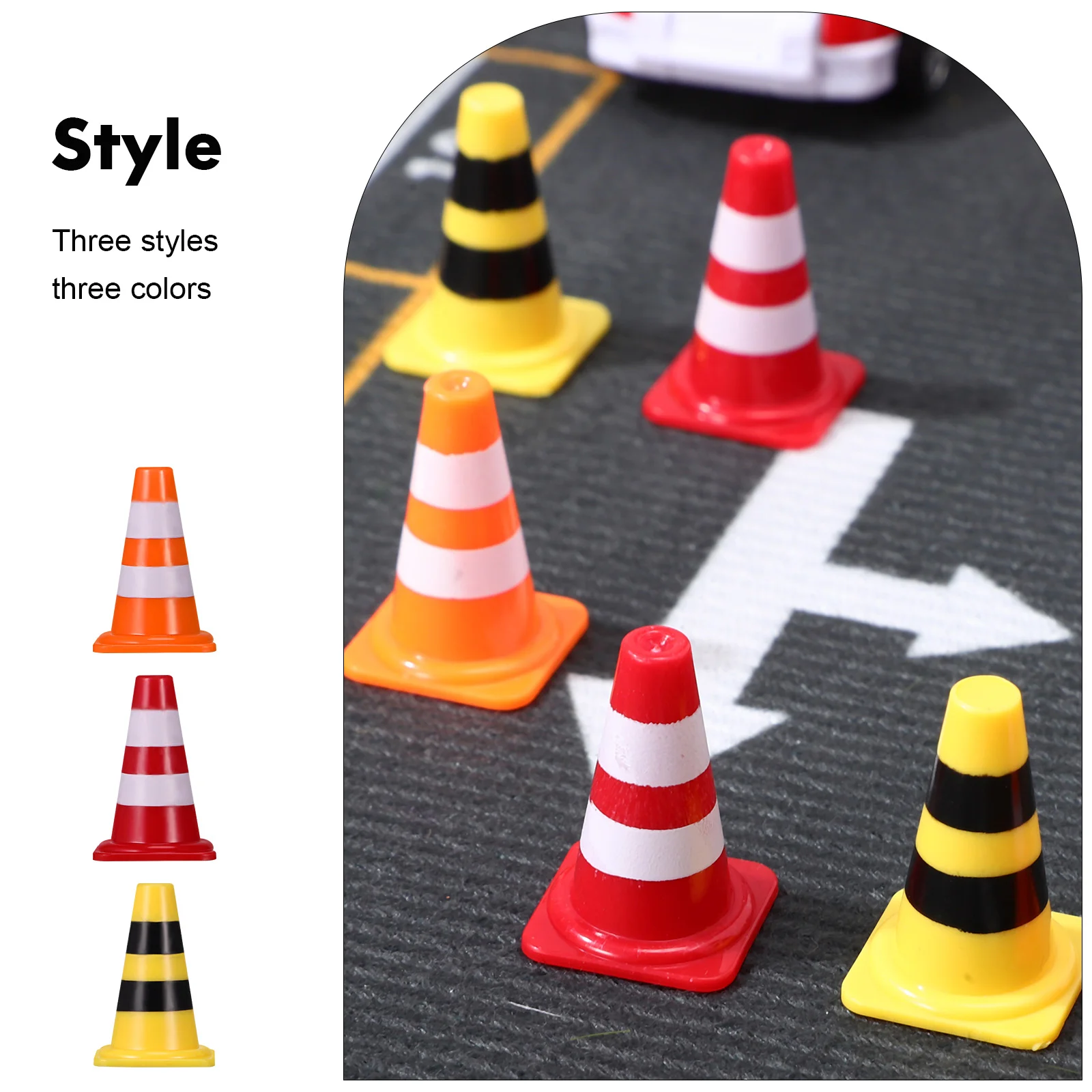 Cognition Toys Roadblock Simulation Props Small Traffic Signs For Kids Mini Cones