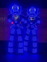 Full Color Smart Pixels LED Robot Suit Costume Clothes Stilts Walker Costume LED Lights Luminous Jacket Stage Dance Performance