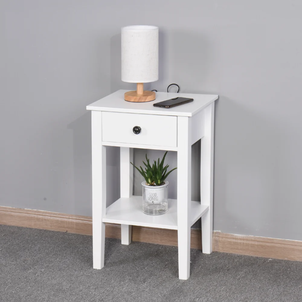 

White Bathroom Floor-standing Storage Table with a Drawer