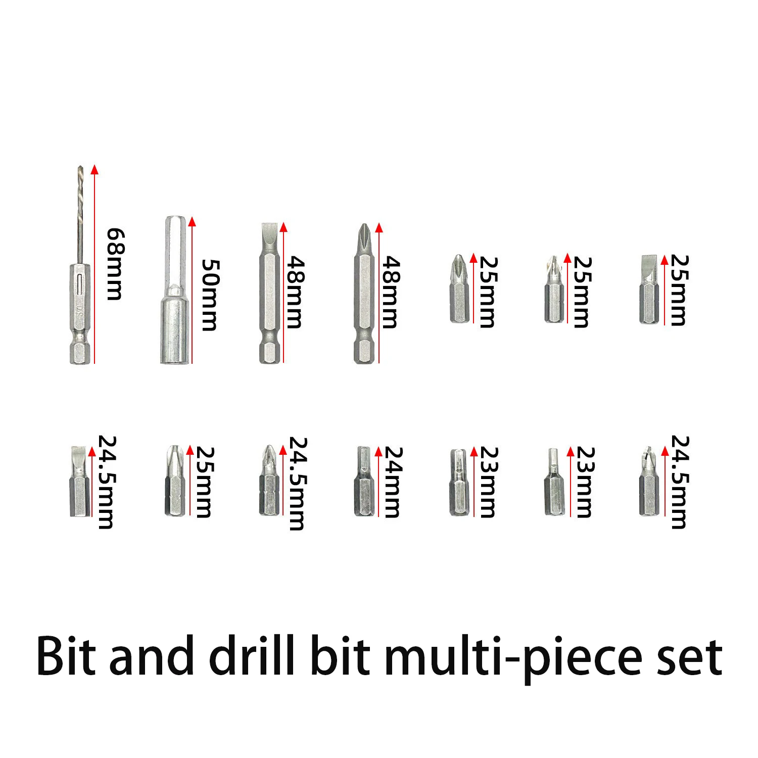 14PCS Magnetic Bits, Phillips Screwdriver Bit Set, Impact Drill Bits, Screws, Alloy Steel Anti-Slip Phillips Screwdriver