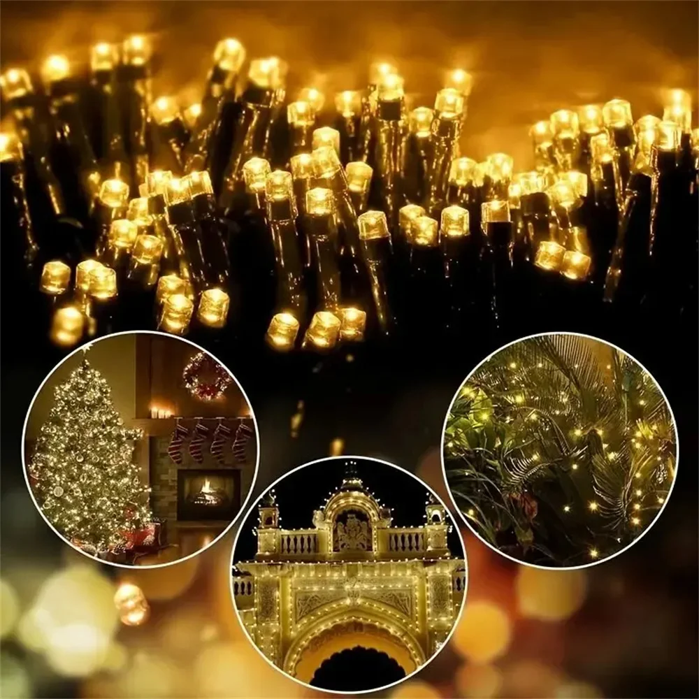 22M 200 LED Solar Fairy Lights Waterproof Outdoor String Strip Light for Garden Wedding Christmas Street Garland Lamp