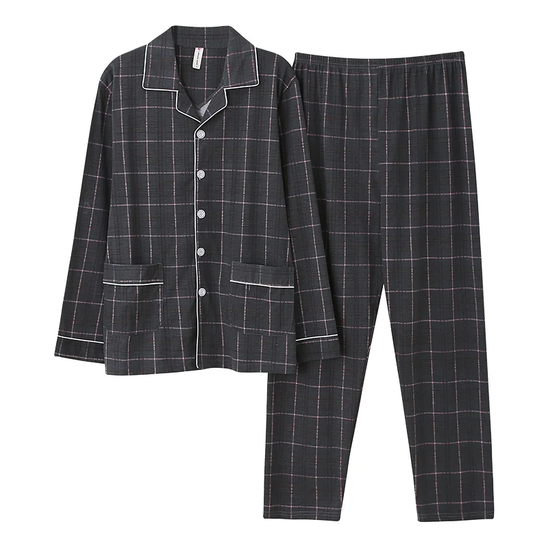 Nieuwe 2022 Herfst Mannen Plaid Pyjama Lange Mouw Mannelijke Pyjama Set Mannen Pure Volledige Katoenen Pyjama Voor Mannen Nachtkleding Pak homewear 4XL