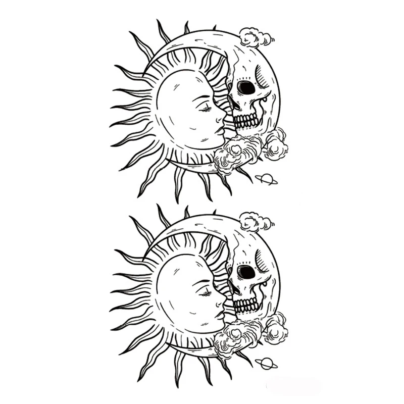 Adesivi per tatuaggi Sun Moon Element Cool Totem falso Tatto per donna uomo braccio mano Body Art impermeabile trucco temporaneo Tatoo