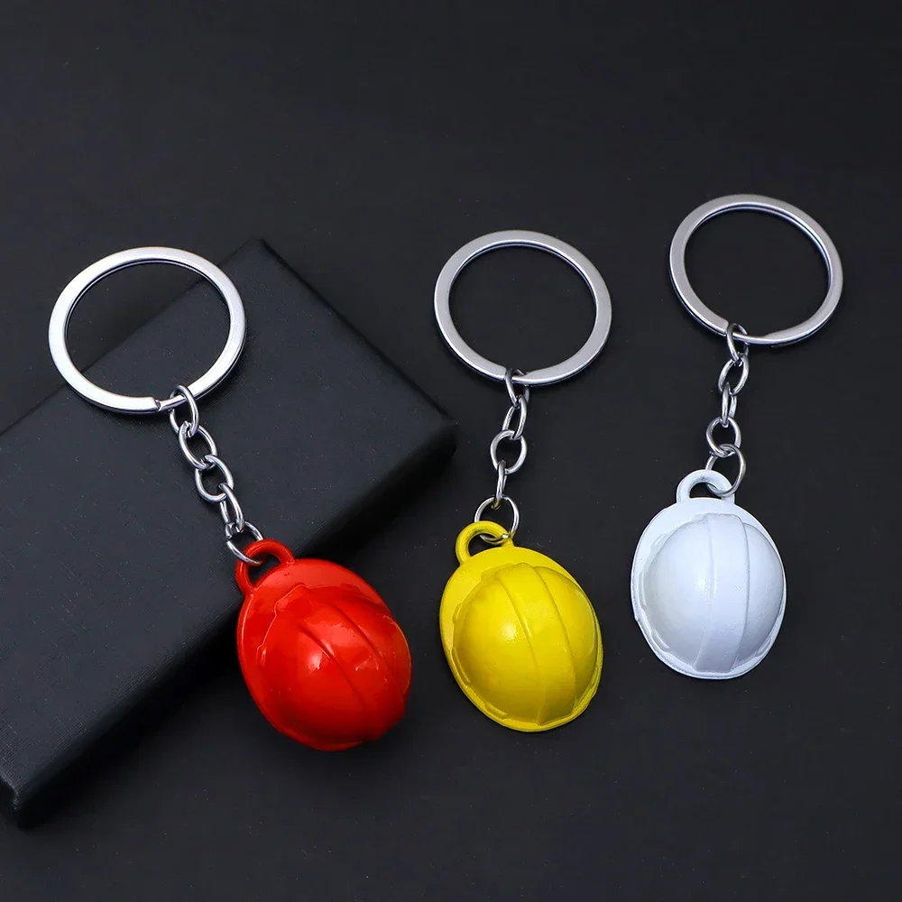 Plastic Helmet Hard Hat Keychains Colorful 3D Mini Safety Helmet Keyring For Men Car Backpack Pendant Creative Engineer Gift