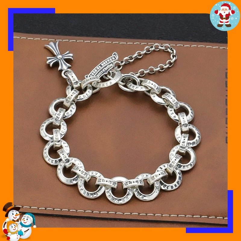 Kejia Fashion Personality Letter Circle Bracelet Men's Retro Old Cross Circle Bracelet Couple Bracelet Jewelry