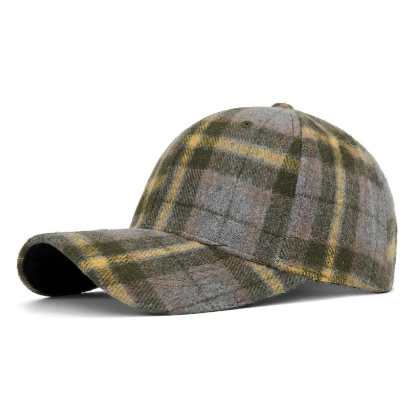Hüte für Männer und Frauen, neue klassische karierte Baseballkappe für Herbst und Winter, hartkrempige, gesichtsschlankmachende Entenschnabelkappe, Sonnenhut – Detail 10