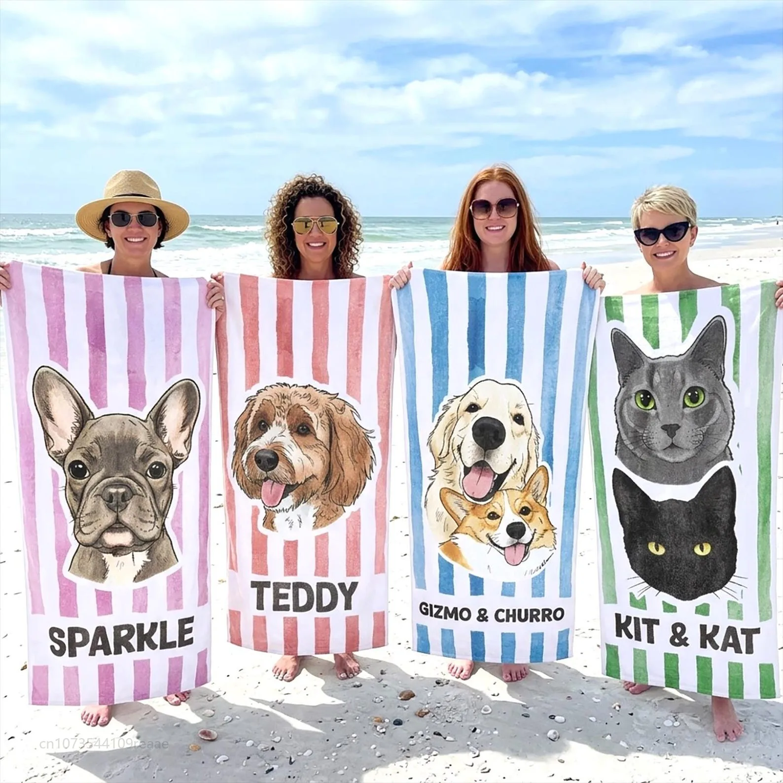 Custom Pet Photo Beach Towel Personalized Dog Name Quick Dry Gift for Dog Lovers