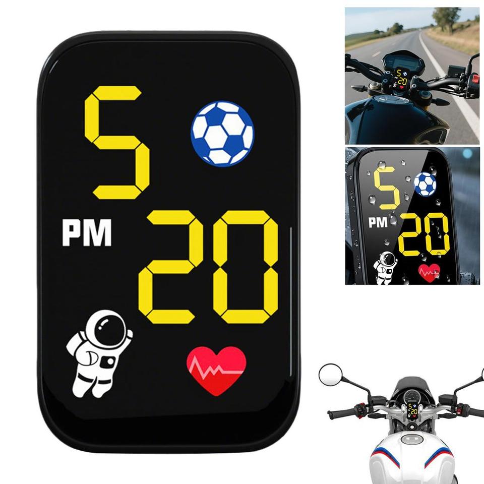  Motorcycle Mini Digital Watch Waterproof Shockproof Handlebar Clock Plastic Electronic Watch with LED Backlight Astronaut Theme 