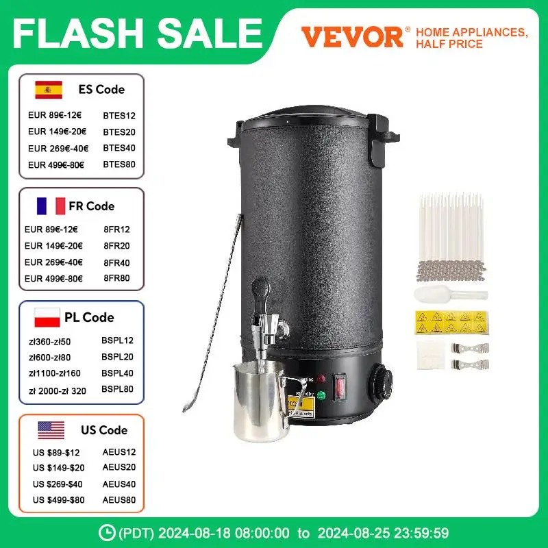 VEVOR 5/10L Wax Melter for Candle Making,Extra Large Electric Wax Melting Pot,w/Easy Pour Spout & 9level Temp Control,Easy Clean