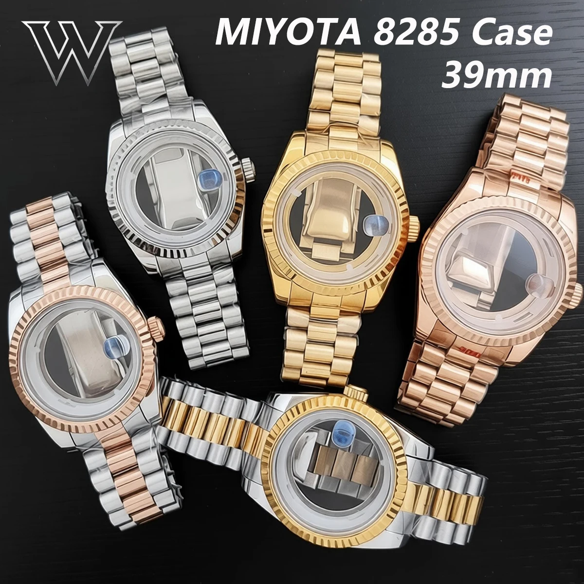 

Miyota 8285 case 39mm men's automatic mechanical watch 904L stainless steel sapphire glass case 8285 movement watch accessories