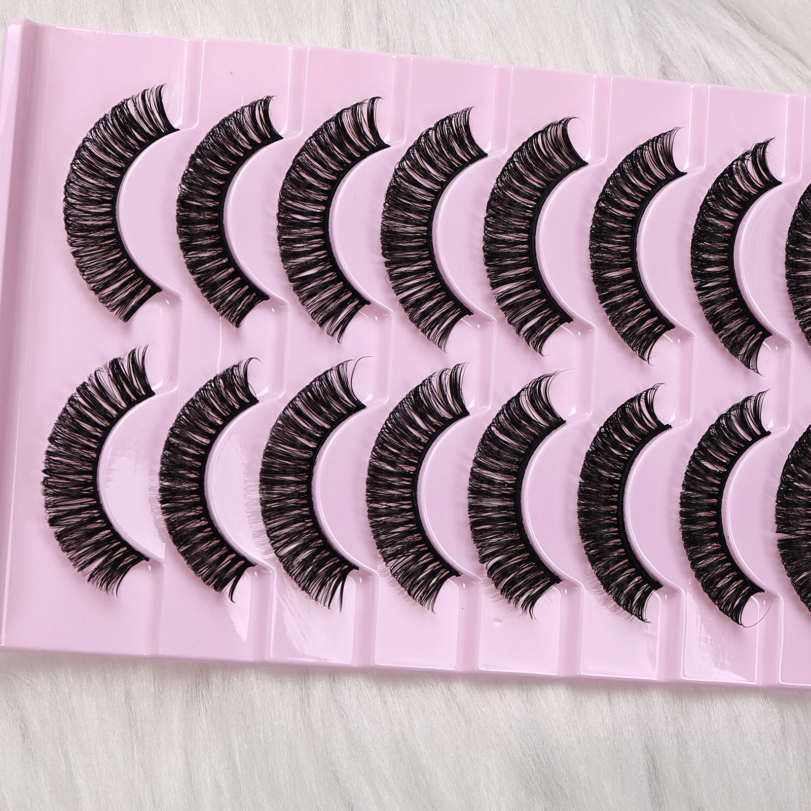 10 pares de cílios russos d curl strip – maquiagem de olhos macia e reutilizável de aparência natural, adequada para iniciantes para festa diária, data glam