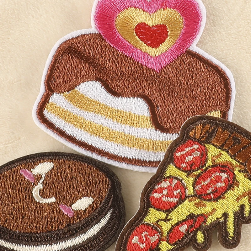 Embroidered Patches Hamburger Cookies for Clothing DIY Accessories Donut Badge Repair Decorations