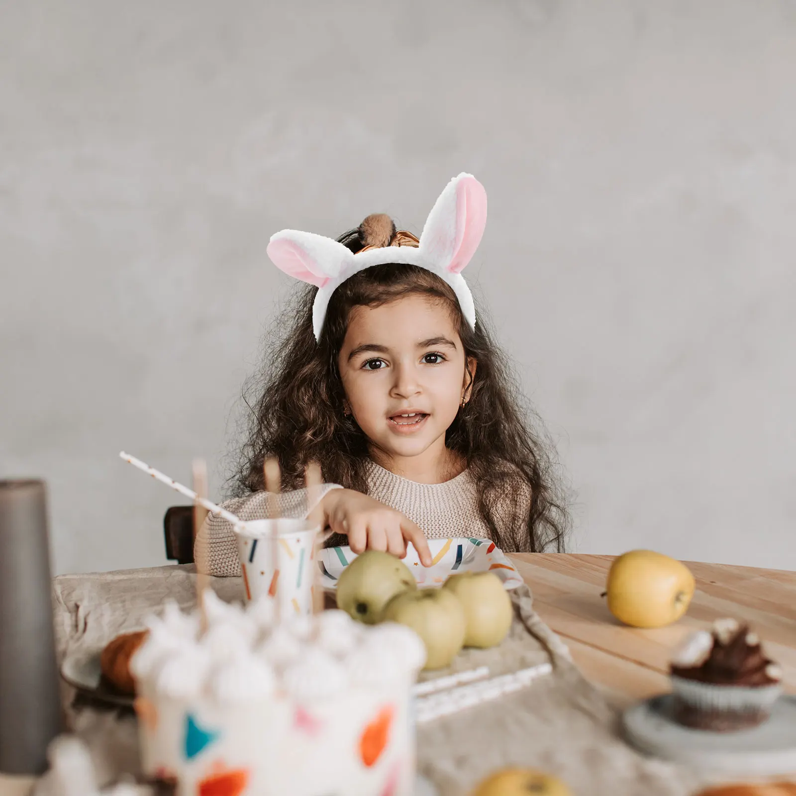 

1 set Children Dress Set Cartoon Lamb Ears Headband Cute Goat Tail Kids Party Costume Soft Material Comfortable Wear