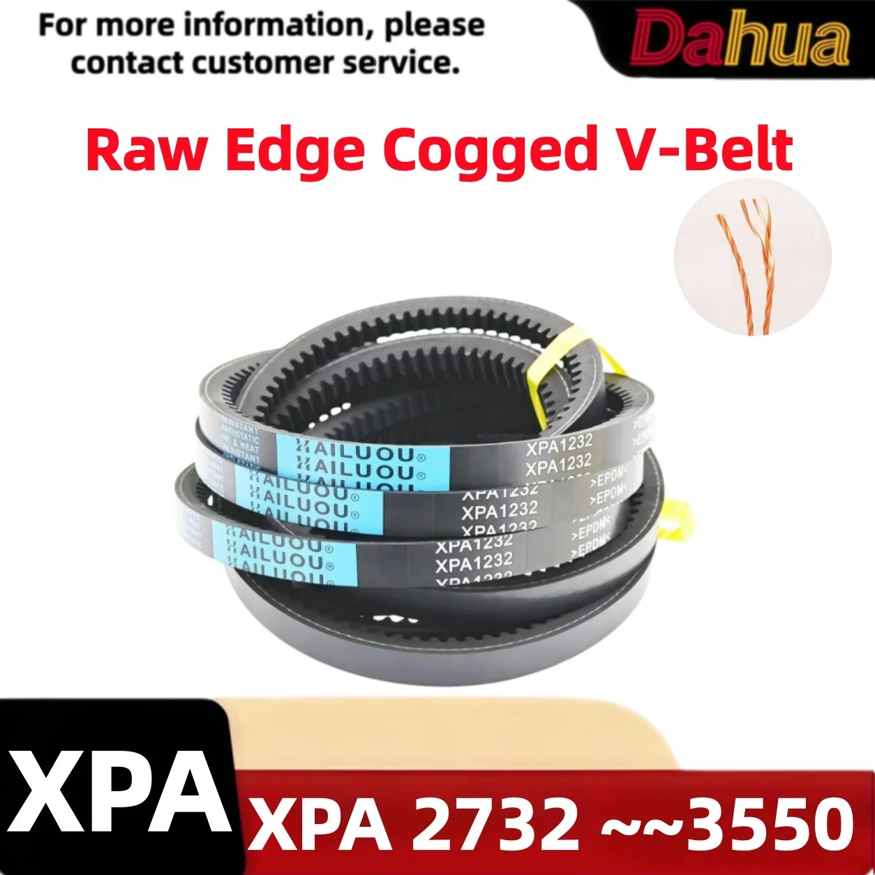 XPA Raw Edge Cogged V-Belt XPA 2732~3550 Industrial Triangular Rubber Transmission Power Drive Belt for Motor Machinery