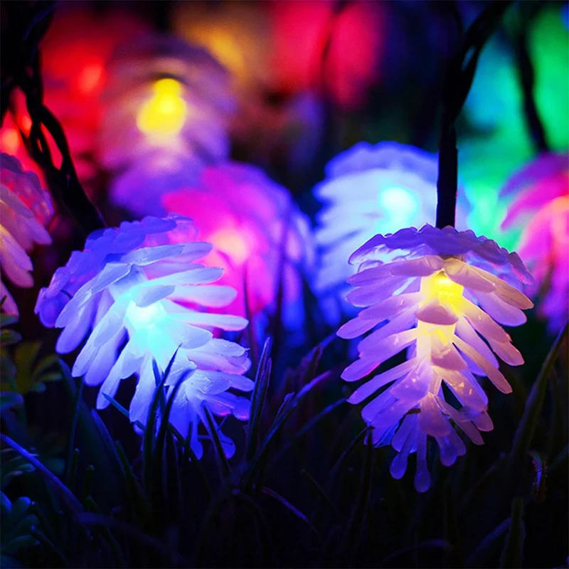LED Simulation Pinecone Battery Lamp String Modeling Lamp Christmas Lighting Festival Decoration Atmosphere Color Lamp