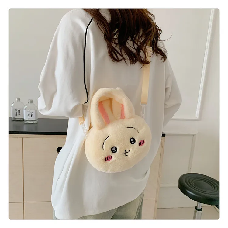 Minso-Sac à bandoulière en peluche USAGI, sac de dessin animé mignon Kawaii, sac à main de petite taille, accessoires d'anime, sac de détermination initié, cadeau