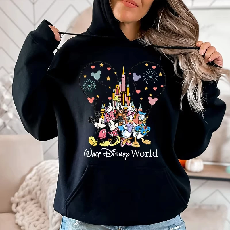 Disney World Topolino e amici stampati donna uomo coppia felpa con cappuccio felpe casual top ampio abbigliamento da donna personalizzato