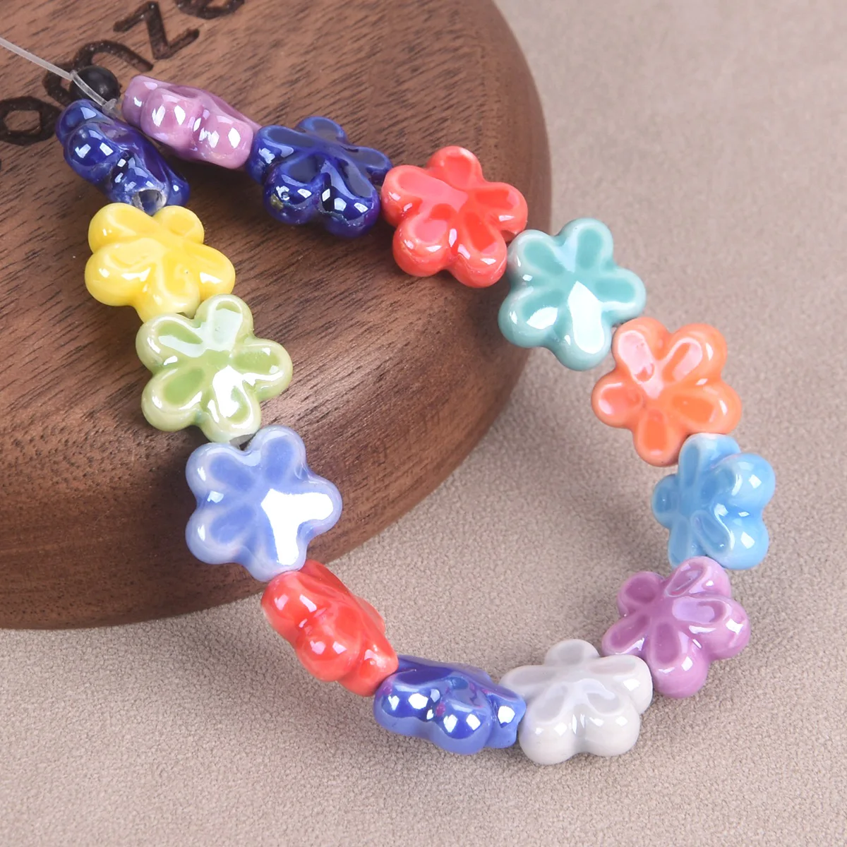 10pcs Star Flower Shape 12mm Shiny Ceramic Porcelain Loose Beads For Jewelry Making DIY Earring Findings