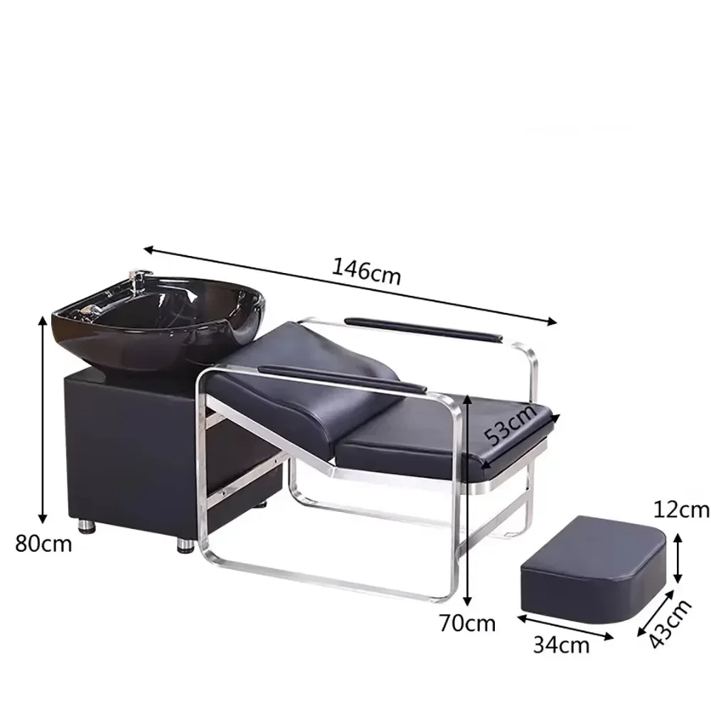 LJY Comfortable Ergonomic Shampoo Bed Exquisite Glamour Luxury Simple Hair Shampoo Bed Fashion Modern Cadeira De Barbearia Furni