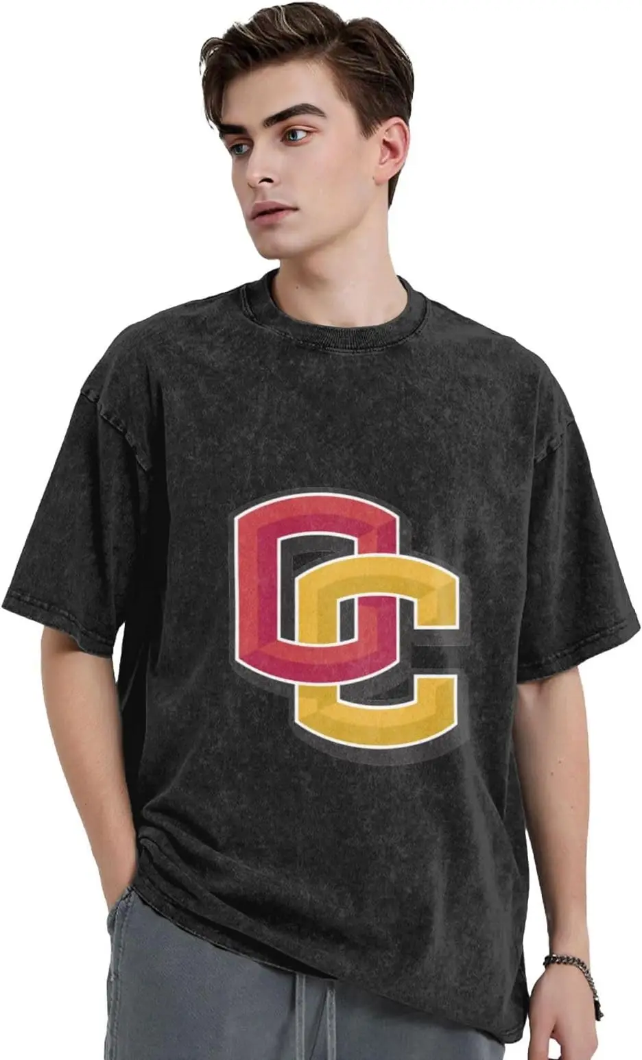 Oberlin College Logo T-Shirt Men'S Retro Oversized T-Shirt Short-Sleeved Cotton Casual Loose