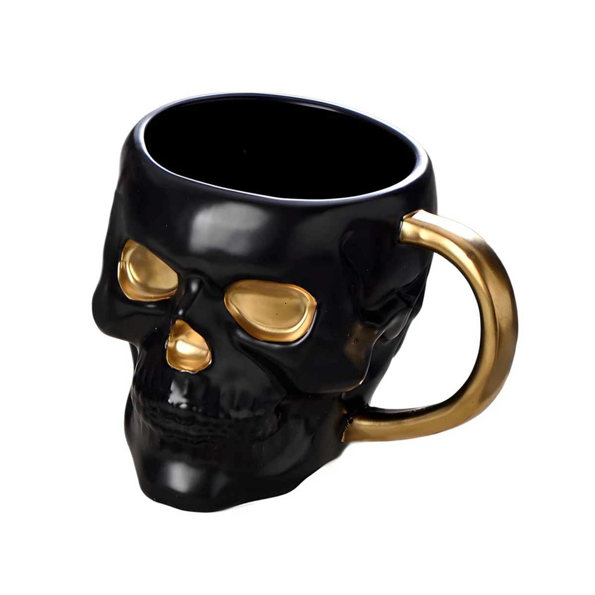 Halloween Skull Cup with Handle Lidless Ceramic Cup Funny Water Beer Milk Cup Mocha Cup Creatives Modeling Mug,600ml D