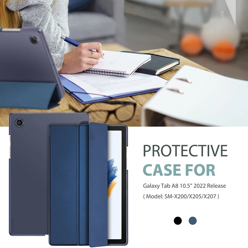 Funda protectora para tableta Samsung Galaxy Tab A8 de 10,5 pulgadas, cubierta protectora plegable de PU para tableta Samsung Tab A8 2022, SM-X200/X205/X207