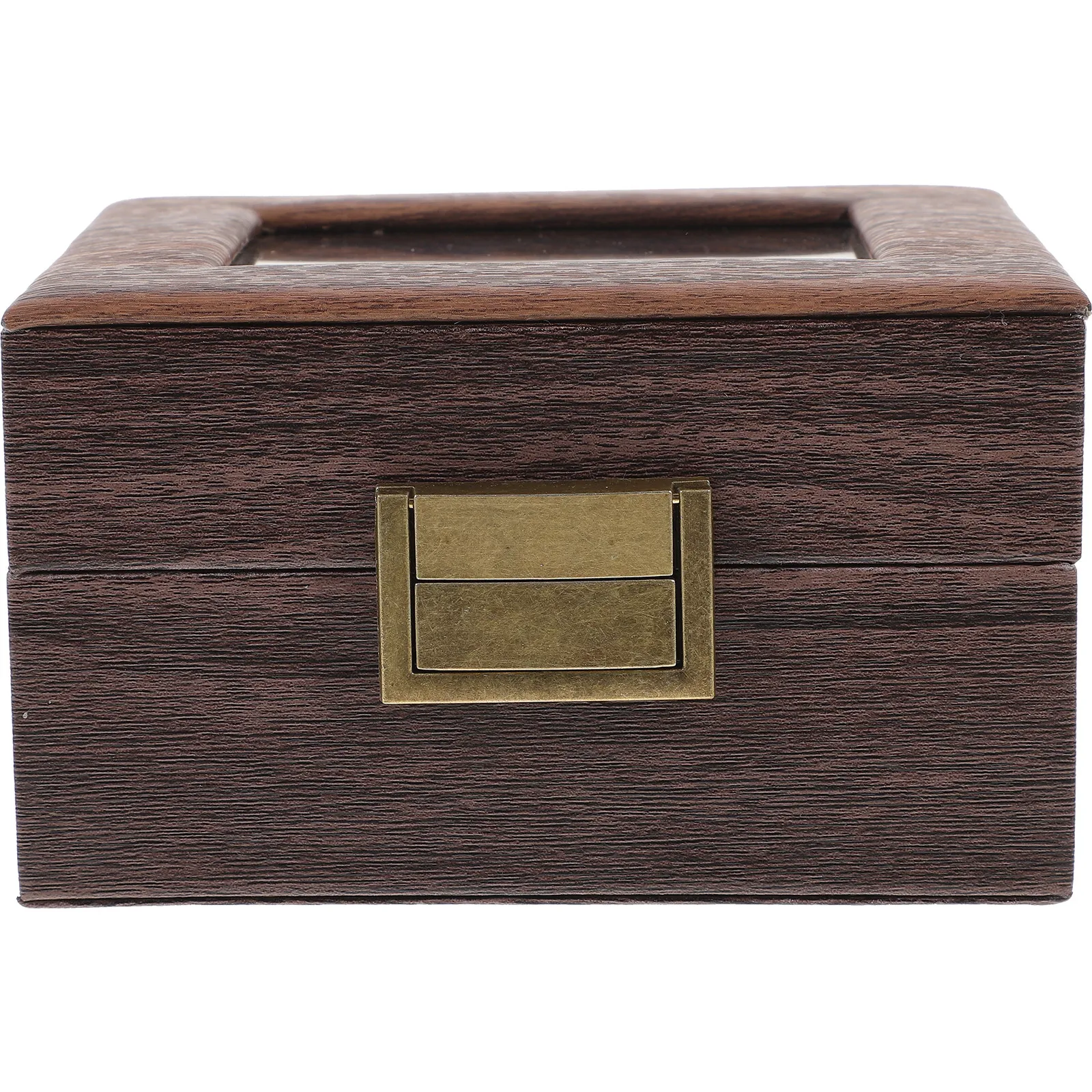 

Retro Wood Jewelry Storage Box Compact Lidded Clear Top Case for Jewelry Organizer Display Keepsakes Wedding Vintage