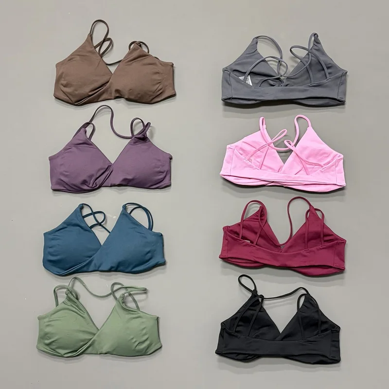 HISTELLO Sports Bra Women Push Up Twist Front Crisscross Back Shock Absorbing High Support Breathable Yoga Workout Running