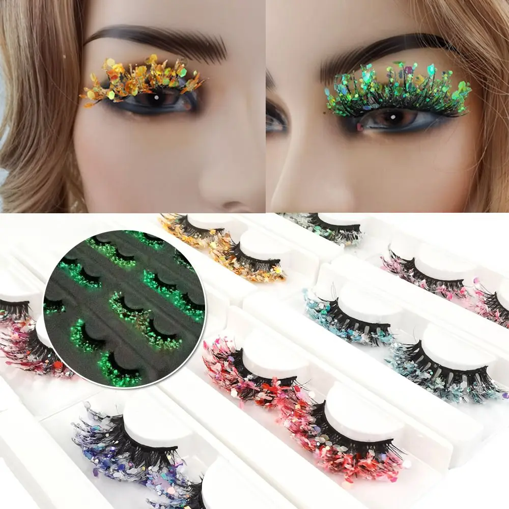 NEW 1 Pair 25mm 3D Luminous Mink Eyelashes Fluffy Dramatic Lashes Messy Long False Eyelashes Makeup Sequins Eye Lashes