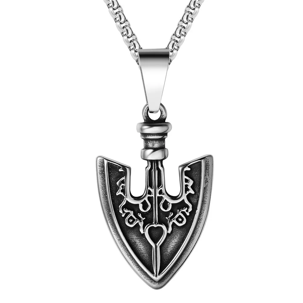 

New Vintage Viking Celtic Shield Sword Pendant Charm Men's Necklace Fashion Hip Hop Punk Jewelry Accessories Party Gift Wholesal
